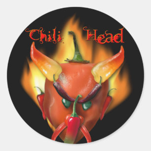Chili Head Devil Runder Aufkleber