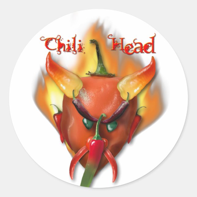 Chili Head Devil Runder Aufkleber (Vorderseite)