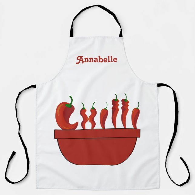 Chili Koch Personalisieren Sie lange Schürze (Vorderseite)