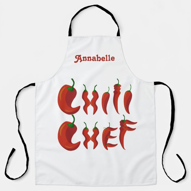 Chili Koch Personalisieren Sie lange Schürze (Vorderseite)