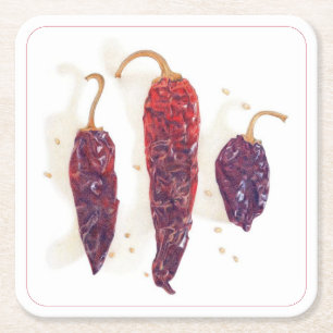 CHILI PAPRIKA Quadratische Pappuntersetzer Rechteckiger Pappuntersetzer