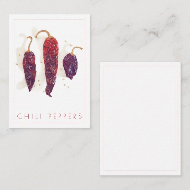 CHILI PAPRIKASCHOTEN 2.5x3.5 Flachkarte + Text Mitteilungskarte (Vorne/Hinten)