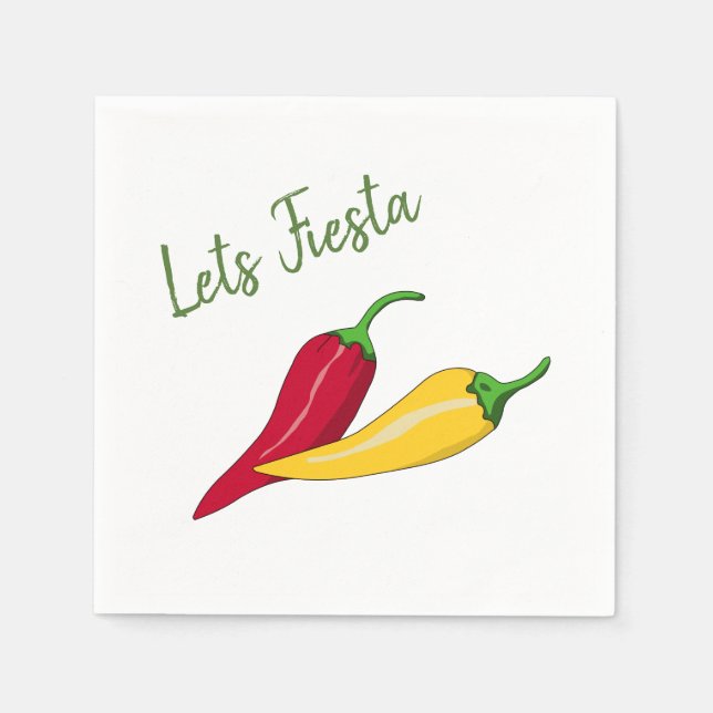Chili Paprikaschoten Fiesta Themed Paper Napkins Serviette (Vorderseite)