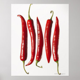 Chili-Paprikaschoten in einer Reihe Poster
