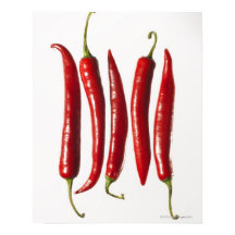 Chili-Paprikaschoten in einer Zeile