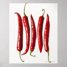 Chili-Paprikaschoten in einer Zeile Poster