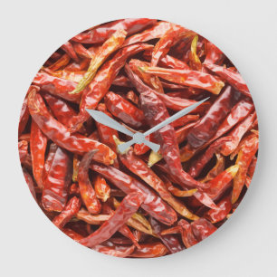 Chili Paprikaschoten Küchenzeile Große Wanduhr