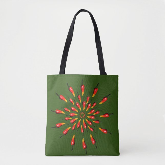 Chili Paprikaschoten Mandala Art Tasche (Vorderseite)