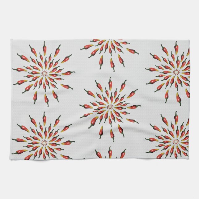 Chili Paprikaschoten Mandala Botanische Gewohnheit Geschirrtuch (Horizontal)