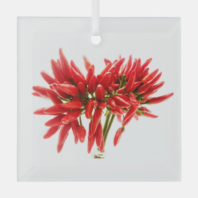 Chili-Paprikaschoten Ornament Aus Glas (Vorderseite)