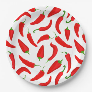 Chili Paprikaschoten Red White Fun Pappteller