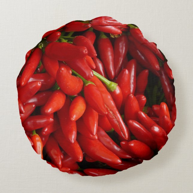 Chili-Paprikaschoten Rundes Kissen (Rückseite)