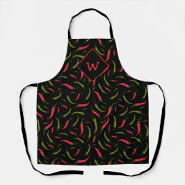 Chili Paprikaschoten Schwarze Chili Muster Schürze