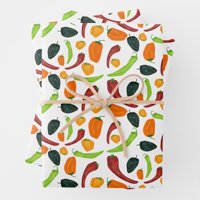 Chili Paprikaschoten Südwestlich von Spicy Pepper  Geschenkpapier Set (Beispiel)