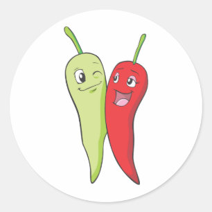 CHILI PAPRIKASCHOTEN T SHIRT Roter grüner Chili Runder Aufkleber