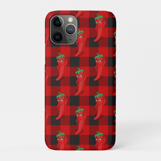 Chili Pepper Buffalo Kariertes Muster Schwarz und  Case-Mate iPhone Hülle (Rückseite)