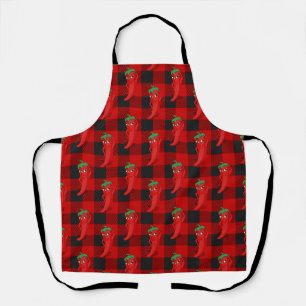 Chili Pepper Buffalo Kariertes Muster Schwarz und  Schürze