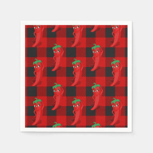 Chili Pepper Buffalo Kariertes Muster Schwarz und  Serviette
