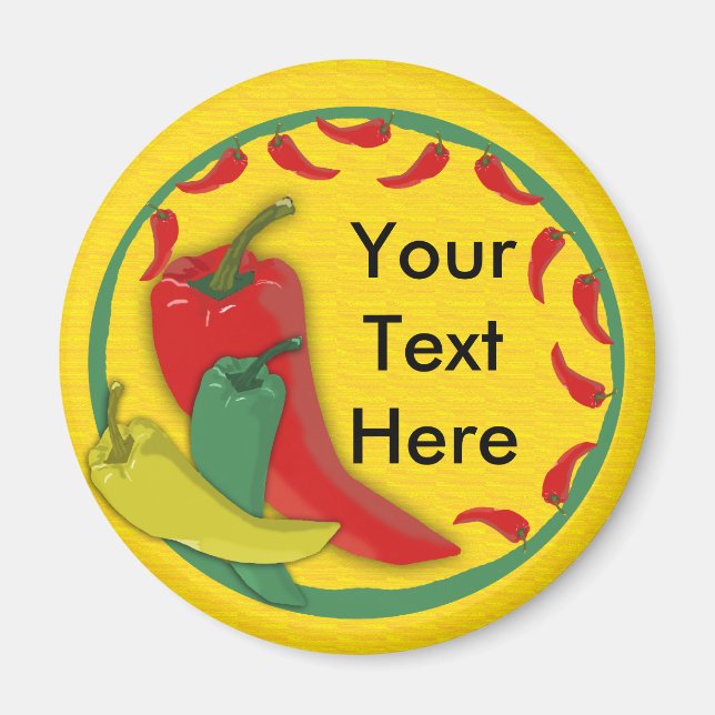 Chili Pepper Group Circle Frame Magnet (Vorne)