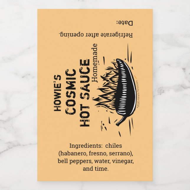 Chili Pepper hausgemachte Hot Sauce Custom Weinetikett (Einzelnes Label)