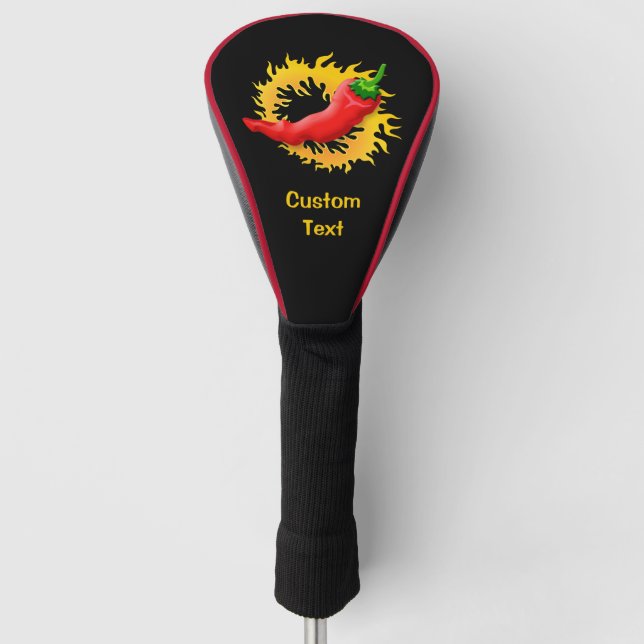 Chili Pepper mit Flamme Golf Headcover (Vorderseite)