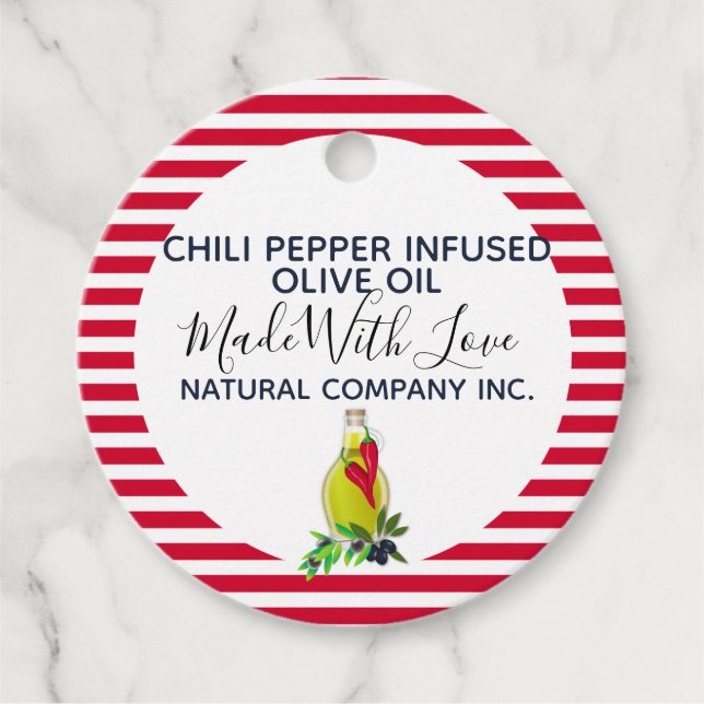 Chili Pepper Olive Oil Eigenmarke Geschenkanhänger (Vorderseite)