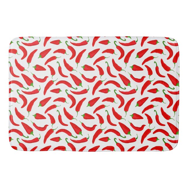 Chili Pepper Red und White Badematte (Vorderseite)