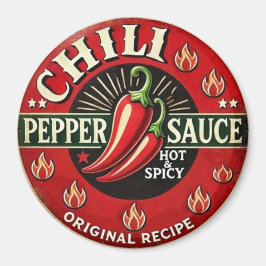 Chili Pepper Sauce Metal Wall design Sign Magnet