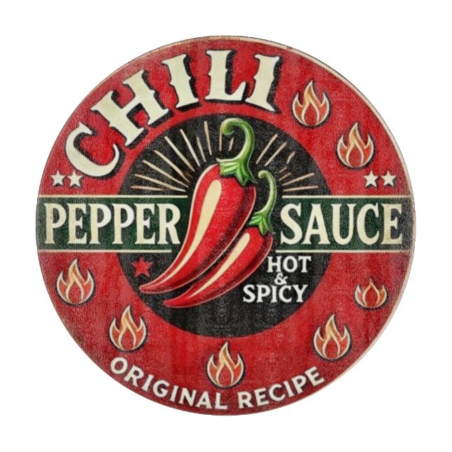 Chili Pepper Sauce Metal Wall design Sign Schneidebrett (Vorderseite)