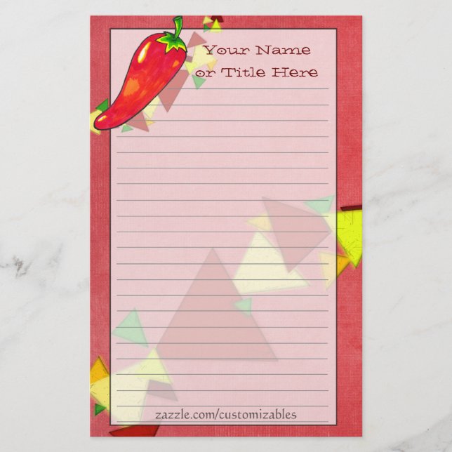 Chili Pepper Stationery Briefpapier (Vorderseite)