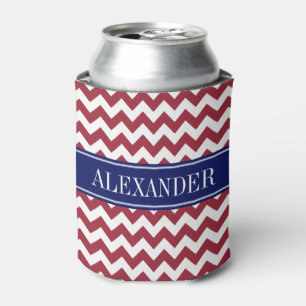 Chili Pepper White Zickzack Navy Name Monogram Dosenkühler
