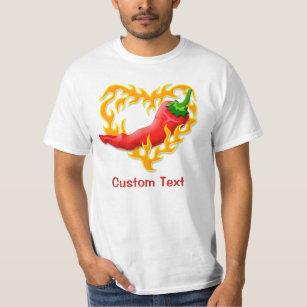 Chili-Pfeffer mit Flammen-Herzen T-Shirt