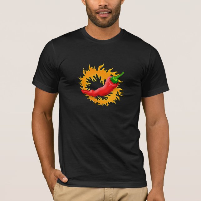 Chili-Pfeffer mit FlammenT - Shirt (Vorderseite)