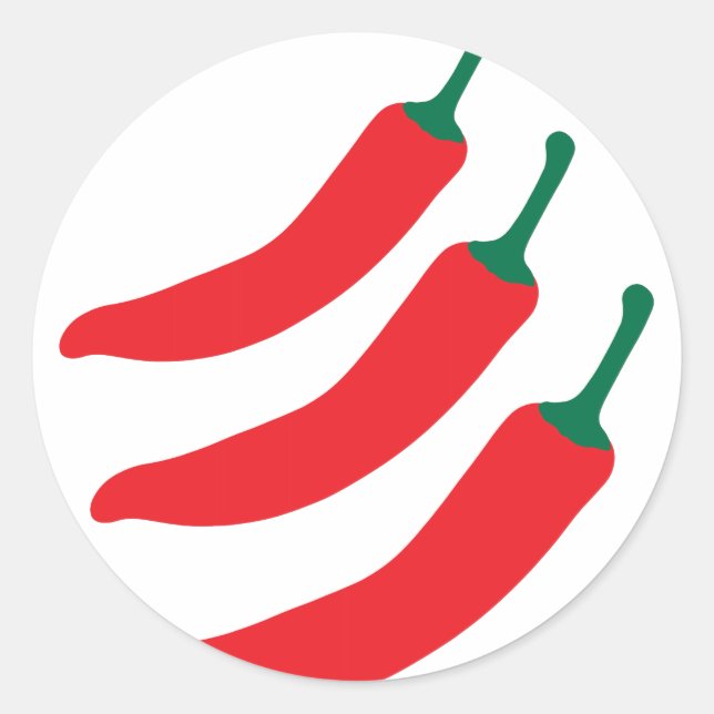 Chili Red Hot Three Paprikaschoten Runder Aufkleber (Vorderseite)