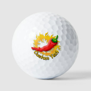 Chili-Schote mit Flamme Golfball