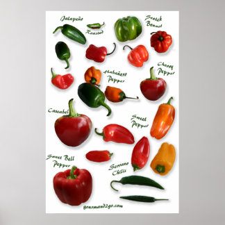 Chili Sorten Mauer Art Poster