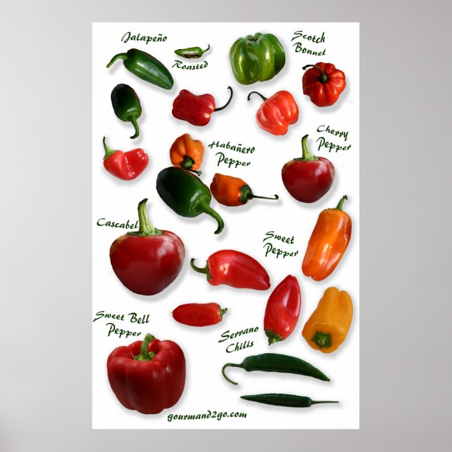 Chili Sorten Mauer Art Poster (Vorne)
