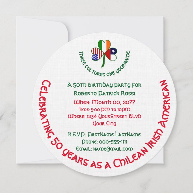 Chilien Irlandais Etats-Unis Shamrock Invitation d (Devant)
