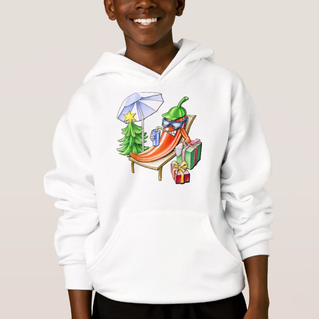 Chilis Weihnachten am Strand Hoodie (Vorderseite)