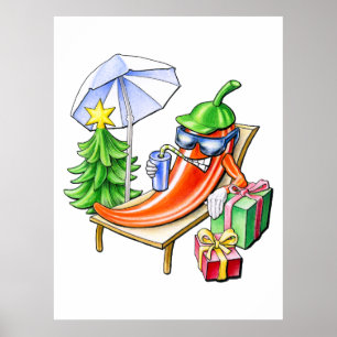 Chilis Weihnachten am Strand Poster
