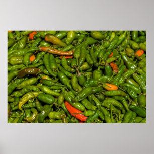 Chilis zum Verkauf auf dem Markt Poster