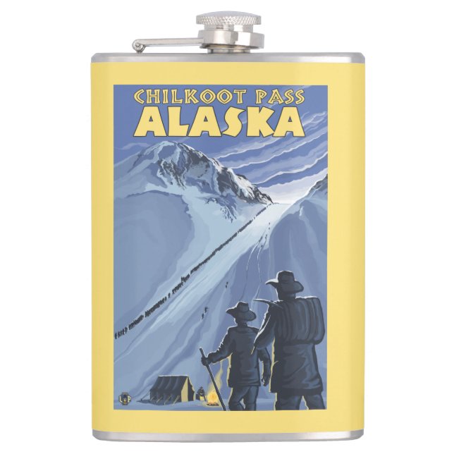 Chilkoot Durchlauf, Alaska-Goldschürfer Flachmann (Vorderseite)