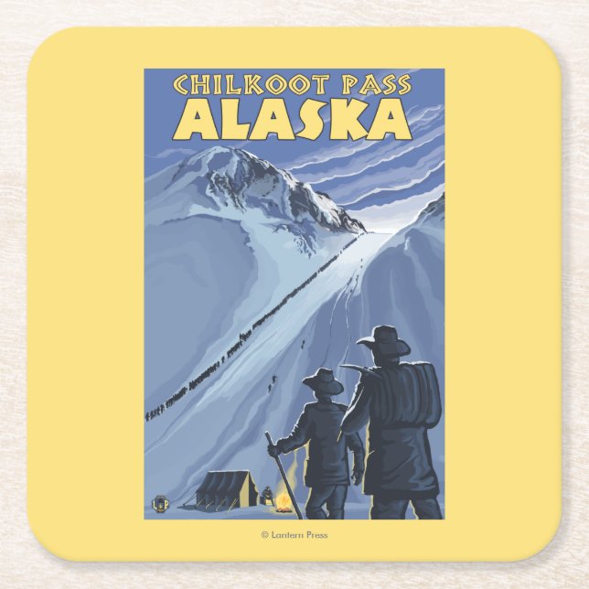 Chilkoot Durchlauf, Alaska-Goldschürfer Rechteckiger Pappuntersetzer (Vorderseite)