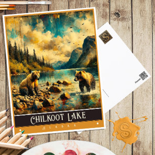Chilkoot Lake, Alaska   Vintage Malerei Postkarte