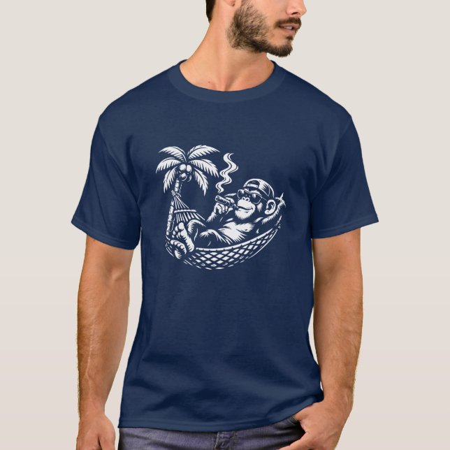 Chill-Affen-Hängematten-Zigarre T-Shirt (Vorderseite)