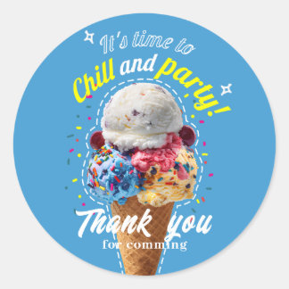 Chill and Party Eis Geburtstag Runder Aufkleber