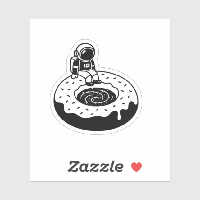 Chill Astronaut on Donut Black Hole – Space Doodle Aufkleber (Blatt)