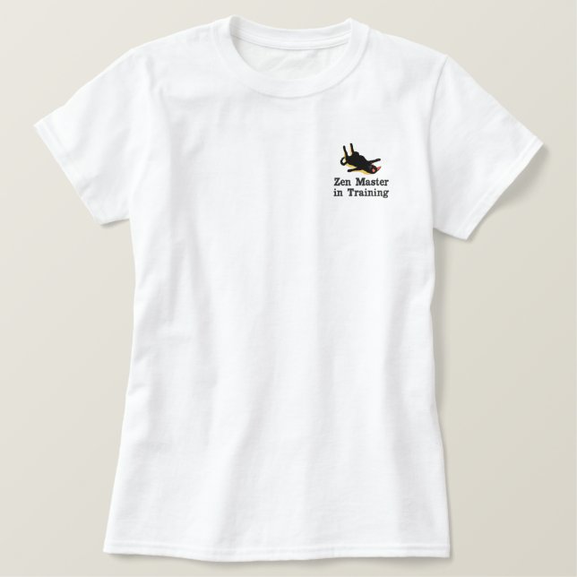 Chill Black Cat Lounges Besticktes T-Shirt (Design vorne)