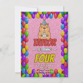 Chill Capybara Adult Birthday Invite Einladung