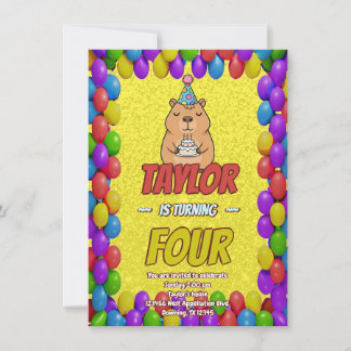 Chill Capybara Adult Birthday Invite Einladung
